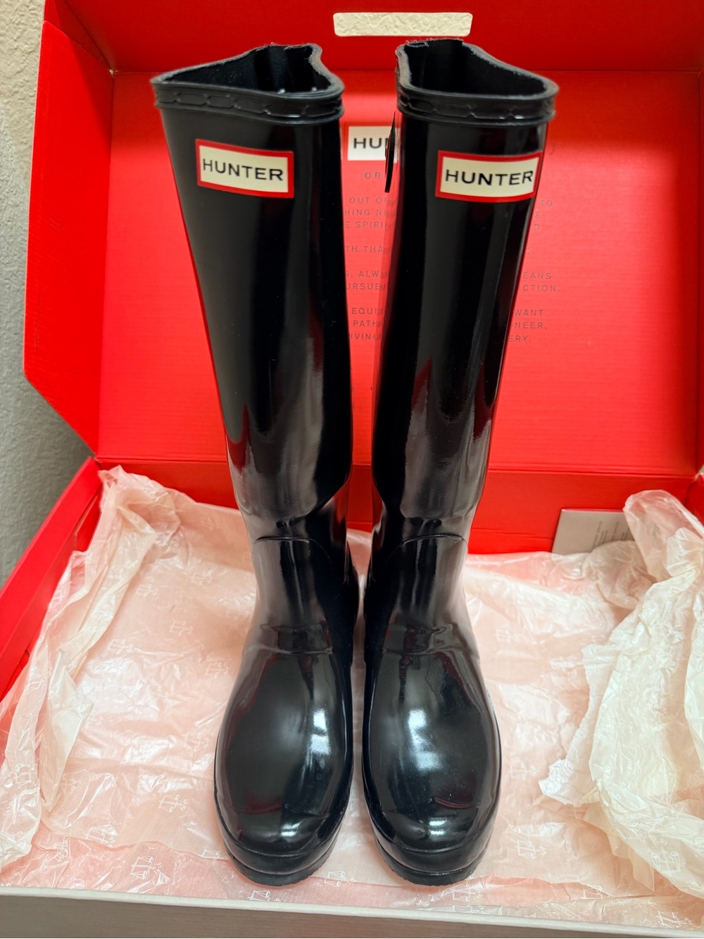 Hunter Women's Original Tall Back Adjustable Gloss Rain Boots